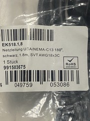 Lot Of 3 EFB ELEKTRONIK EK518.1,8 Power Cords – 3 Brand New EK51818 Cords