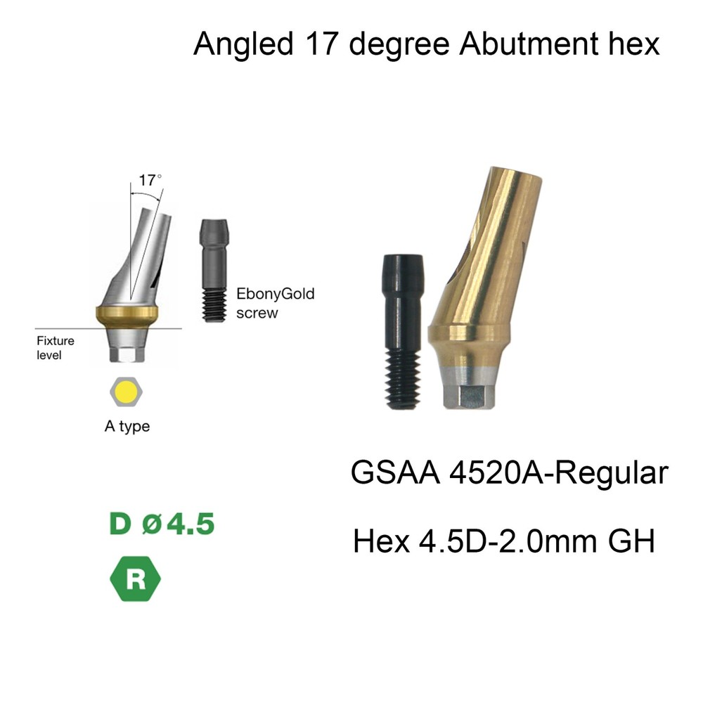 US Dental Angulated Abutment 17° W/screw Inter Hex Regular 2.5mm Dentist Lab A/B