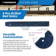Sandbaggy 12″ Flat Steel Stakes For Concrete Forms With Nail Holes – Reusable