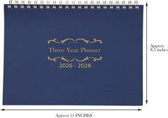 3 Year Calendar Monthly Planner Spiral Bound Approx 11″ x 8.5″ Start On Jan (Blu