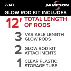 Jameson Glow Fish Rod Kit 1/4 In X 12 Ft Fiberglass Glow Rod For Running Wires