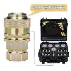 Hydraulic Pressure Test Kit 5 Gauges 13 Couplings 14 Tee Connectors 5 Test Hoses
