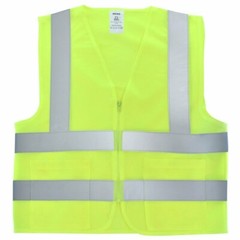 2 Pockets Yellow Solid-Mesh High Visibility Safety Vest, ANSI/ ISEA 107-2010