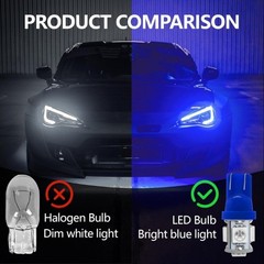 10PCS 194 LED Bulb, 6000K Cool White T10 168 W5W 2825 5SMD 5050 Ch Color: Blue