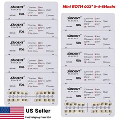 10 Packs Brackets dentales de ortodoncia Mini Roth 022 Ganchos 345