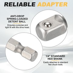 6pcs Impact Socket Adapter 1/4″ Square Drive 1/4″ Shank 1″ Long Extension Bit