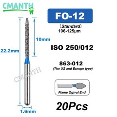 20Pcs US Dental Diamond Burs High Speed Burs Dental Lab Polishing Drills 1.6mm