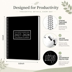 2027-2028 Monthly Planner, Jan 2027-Dec 2028, A4 2027 – Dec Black