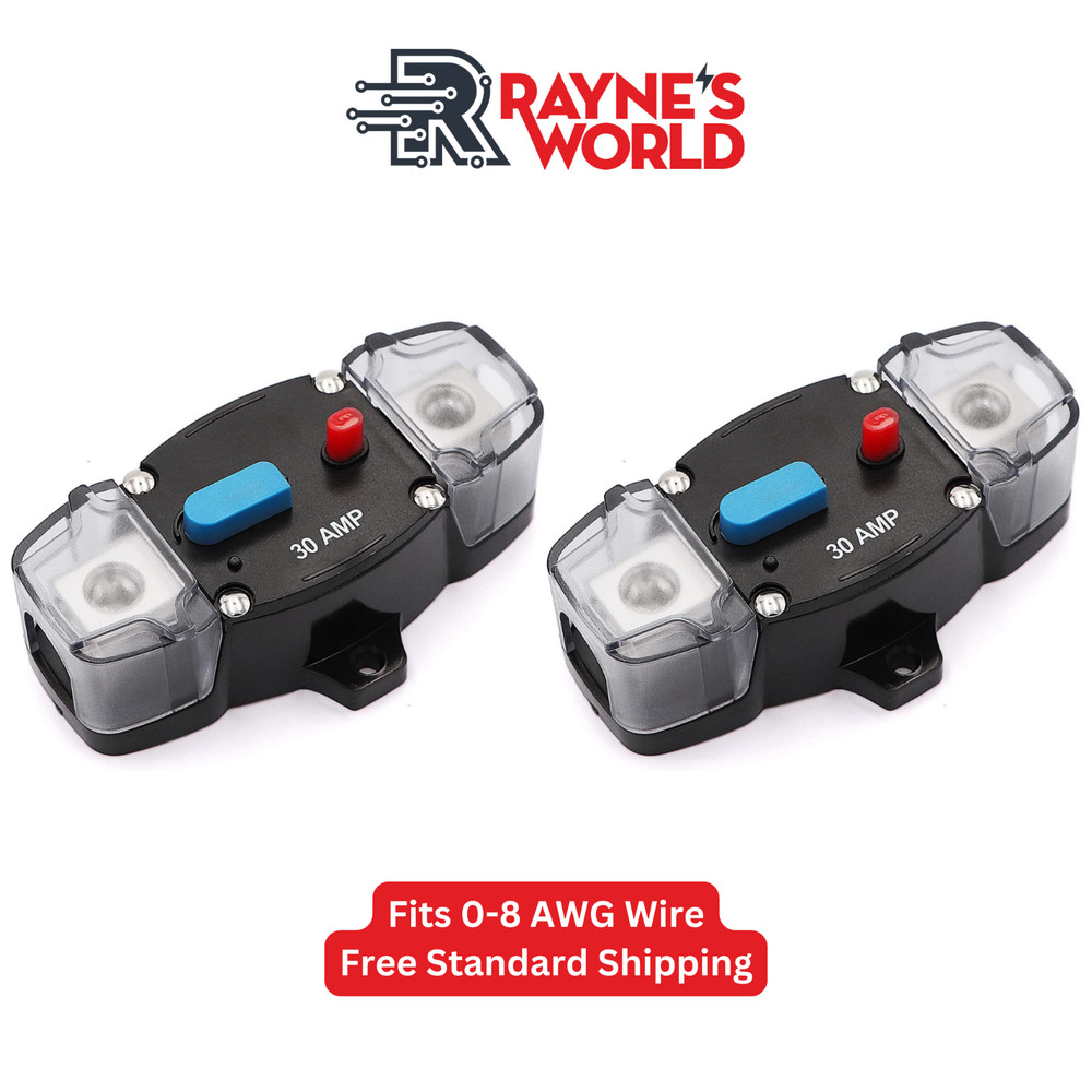 2 PACK 30 Amp 12-48V DC Inline Circuit Breaker with Cover Car/Audio/Boat/Solar