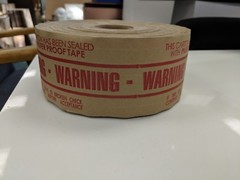 3″ x 450′ Reinforced Water Activated WARNING tape heavy duty gummed 2 rolls/case