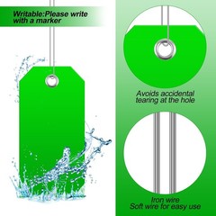 Heavy Duty Green Shipping Tags 6 1/4″ x 3 1/8″ Waterproof with Wire Attached