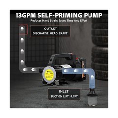 Fuel Transfer Pump Battery Powered, 13GPM Electric Pump with 21V 4.0Ah Batter…