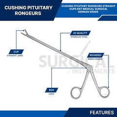 Cushing Pituitary Rongeurs 8″ (Straight Angled Cups) ENT Surgical German Grade