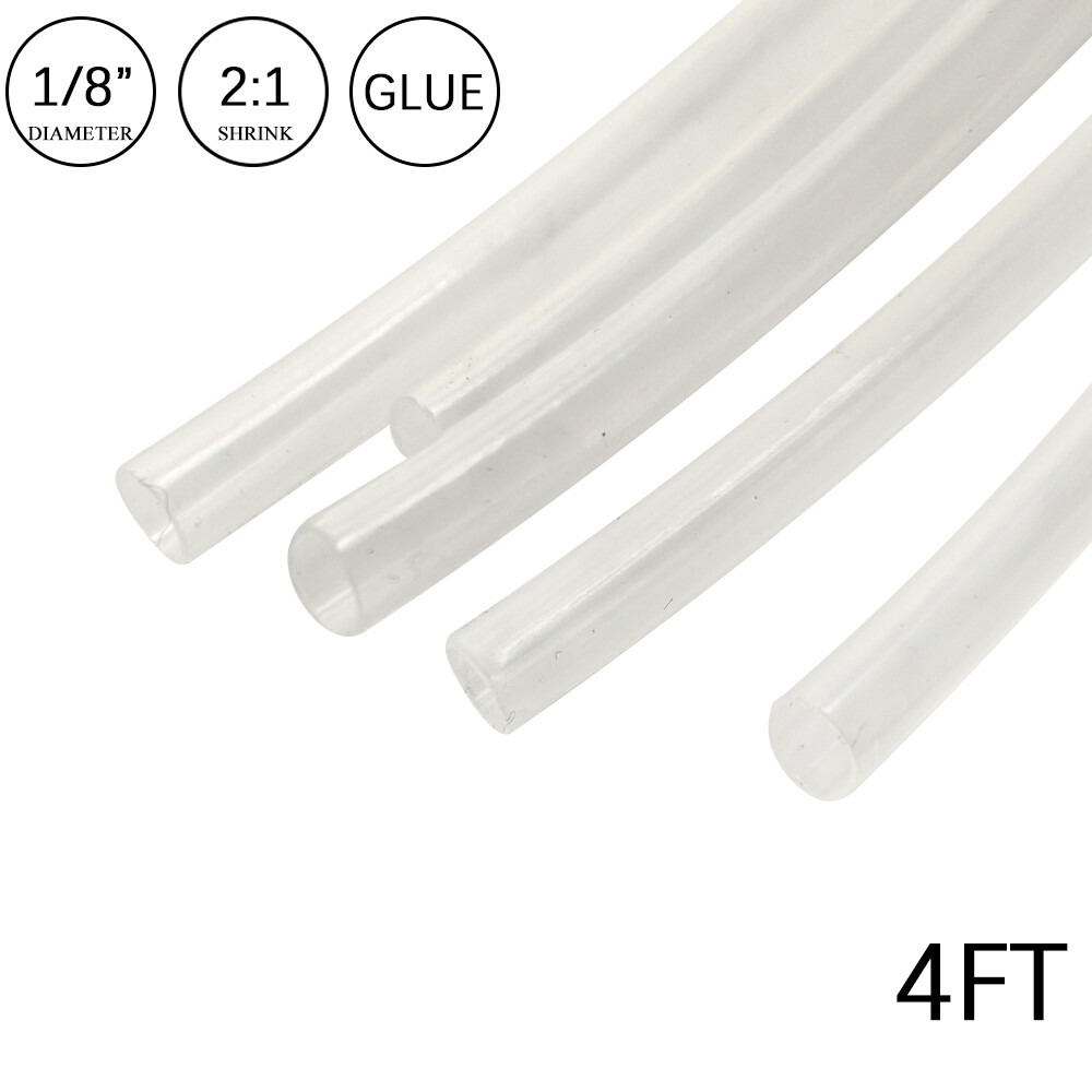 2:1 Heat Shrink Tubing Tube 1/8″ Clear Glue Waterproof Dual Wall Wires Wrap