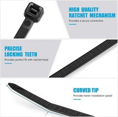 8″ Black Cable Ties 100 Count | Heavy Duty 40 lb Zip Ties For Indoor and Outdoor