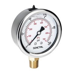 0-100 PSI kPa Water Pressure Gauge Glycerin Filled Liquid Dial Manometer Tester