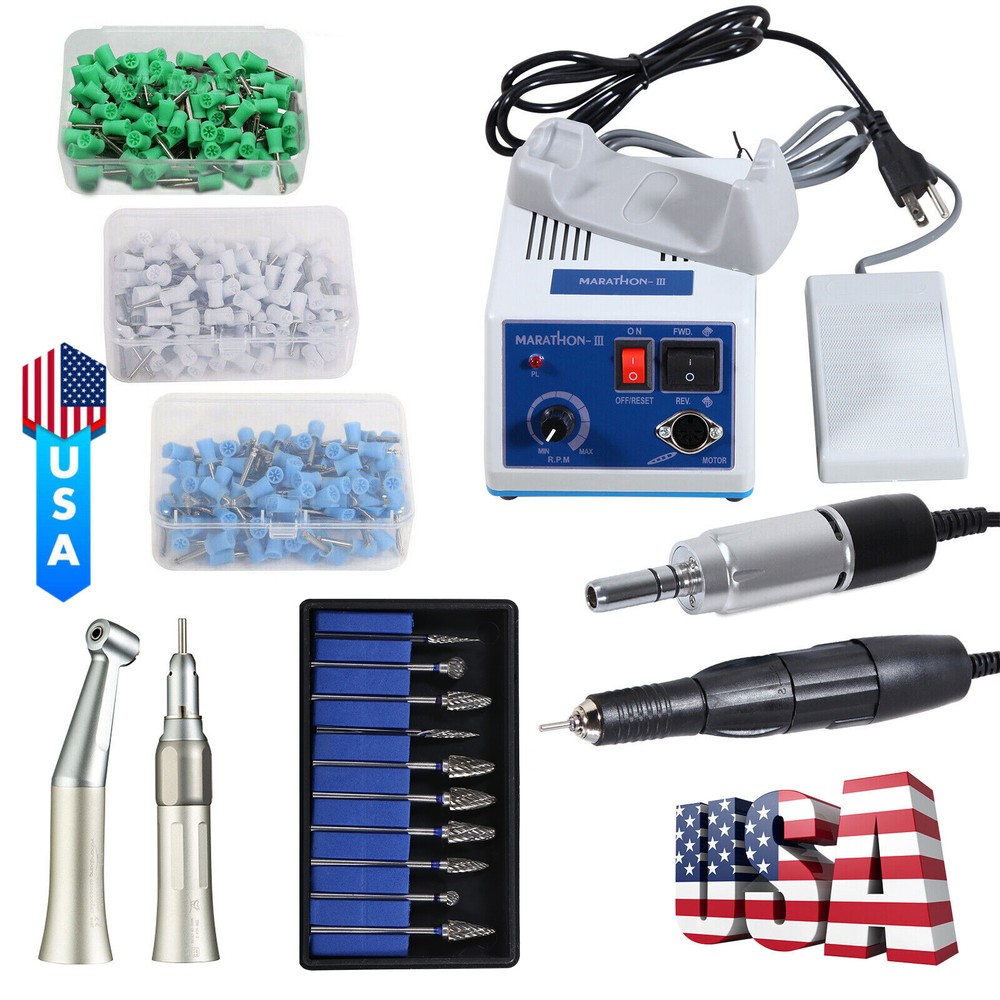 Dental Lab MARATHON -III MICROMOTOR Electric 35000 RPM Handpiece Polishing Burs