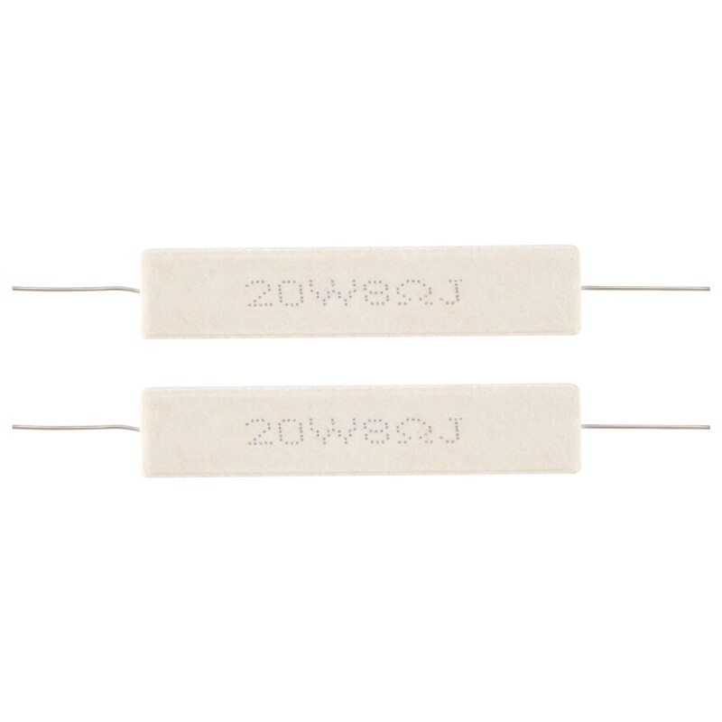 2 Pcs Wire Wound Ceramic Cement Resistor 8 Ohm 20W 5% X5W58048