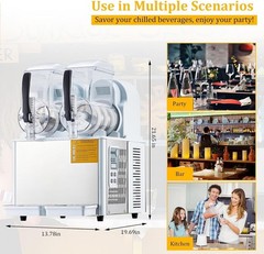 Commercial Slushy Machine Smoothie Maker 4Lx2 Frozen Drink Daiquiri Machine