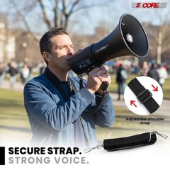 5 Core Megaphone 50W Bluetooth Rechargeable Portable Bullhorn 1100 Yards w Siren
