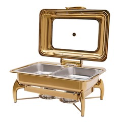 Gold 9QT Roll Top Chafing Dish Buffet Set Stainless Steel with Fuel Holder Home~