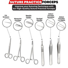 Suture Kit Student Practice Kit for Training with Surgical Pad Sutures Medical