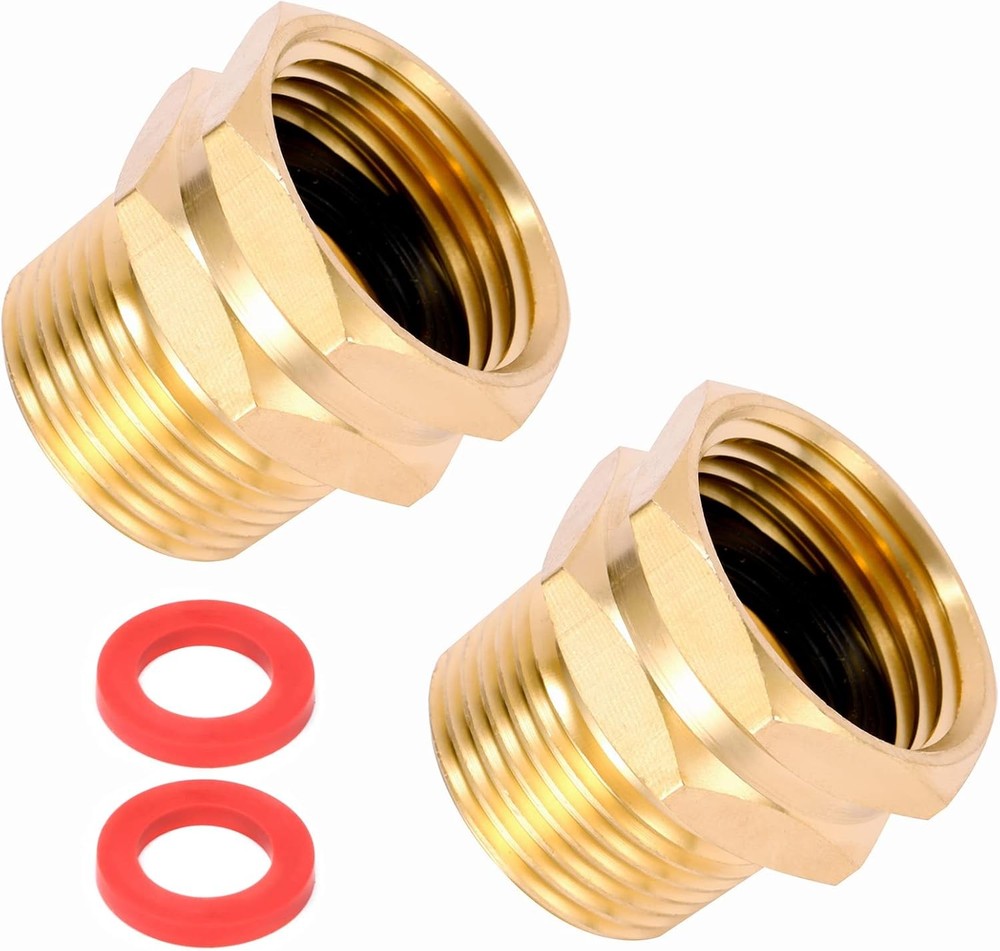2 Pack Brass Garden Hose Adapter, 3/4″ GHT Female x 3/4″ NPT Male Connector, ..