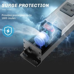 12 Outlet Surge Protector Metal Power Strip, 1800J Mountable Power Outlet, He…