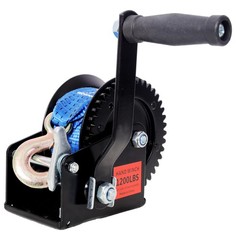 1200 LB Hand Crank Winch w/ 20 FT Strap, 2-Way Ratchet for Trailer, Boat, ATV