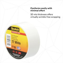 3M 77White-1-1/2X20ft Electricaltape, White, 6-5/8Ydl, 1-1/2Inw