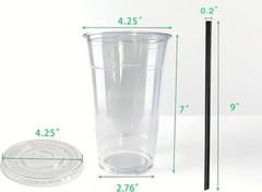 25 SETS] 32 oz Cups with lids, Plastic Cups with Lids and Straws Ideal for co…