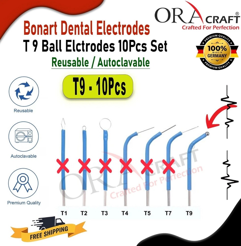Bonart ART-E1 Dental Electrode T9 Ball Electrodes 10Pcs Reusable Autoclavable