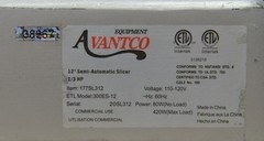 Avantco SL312 12″ Semi-Automatic Gravity Feed Meat Slicer 1/3 hp