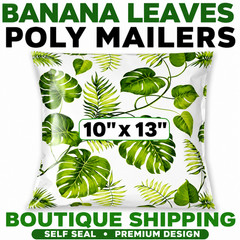 10×13 Banana Leaves Designer Poly Mailers Boutique Shipping Bags
