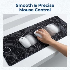 Cptoion Black Topographic Mouse Pad, Extended 31.5L x 11.8W inches,