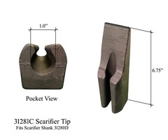 5 Scarifier Tips, Fits Some Gallion, Komatsu Motor Graders, 31281C, 1266753H1
