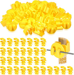 200-Pack T-Post Insulators, Short Wire Clips for 1.25/1.33 Posts, Yellow Std Fit