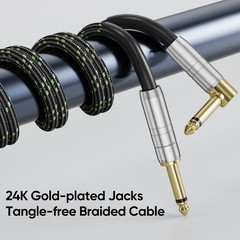 Guitar Cable 10 ft, Instrument Cord 22AWG, Gold-Plated 1/4 Inch Jack, for Ele…