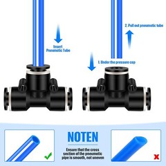 20 Pieces 1/4 Inch Push to Connect Fittings Pneumatic Tee Inch, Black