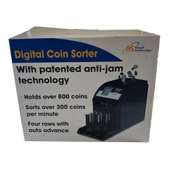Royal Sovereign FS-4DA/BK Digital Coin Sorter Counter Tested 16 Tubes Box