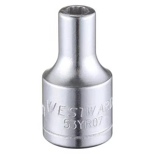 WESTWARD 1/4 in Drive, 3.5mm Triple Square Metric Socket, 12 Points, Steel,