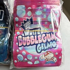 200 Pcs – 3.5g Hi-Chew White Bubblegum Gelato Holographic Mylar Bags Sealable