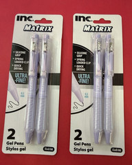 INC Matrix 0.5mm Ultra Fine Black Ink Retractable Gel 4 Pens -Pack Purple