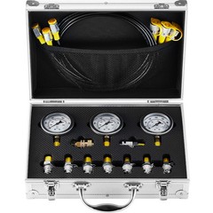 Hydraulic Pressure Test Kit 3 Gauges 9 Test Couplings 3 Test Hoses Case