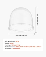 VEVOR Cotton Candy Machine Cover Transparent Acrylic Dome Bubble Shield