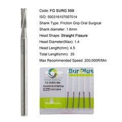 Wave Dental Surgical Burs 25mm Carbide Bur Friction Grip FG Straight Fissure 557