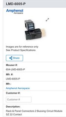 LMD-6005-P New Amphenol Pyle-National Modular Connector for Aerospace & Aviation
