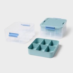 3.9gal Building Brick Play Latching Stacking Storage Blue