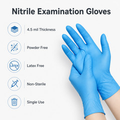 400PCS Disposable Nitrile Exam Gloves 4.5 mli Powder & Latex Free Cleaning Glove