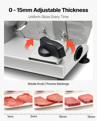 Meat Slicer, 6.7″ Electric Deli Slicer Machine with 2 SUS420 Blades, 0-0.6 Inch